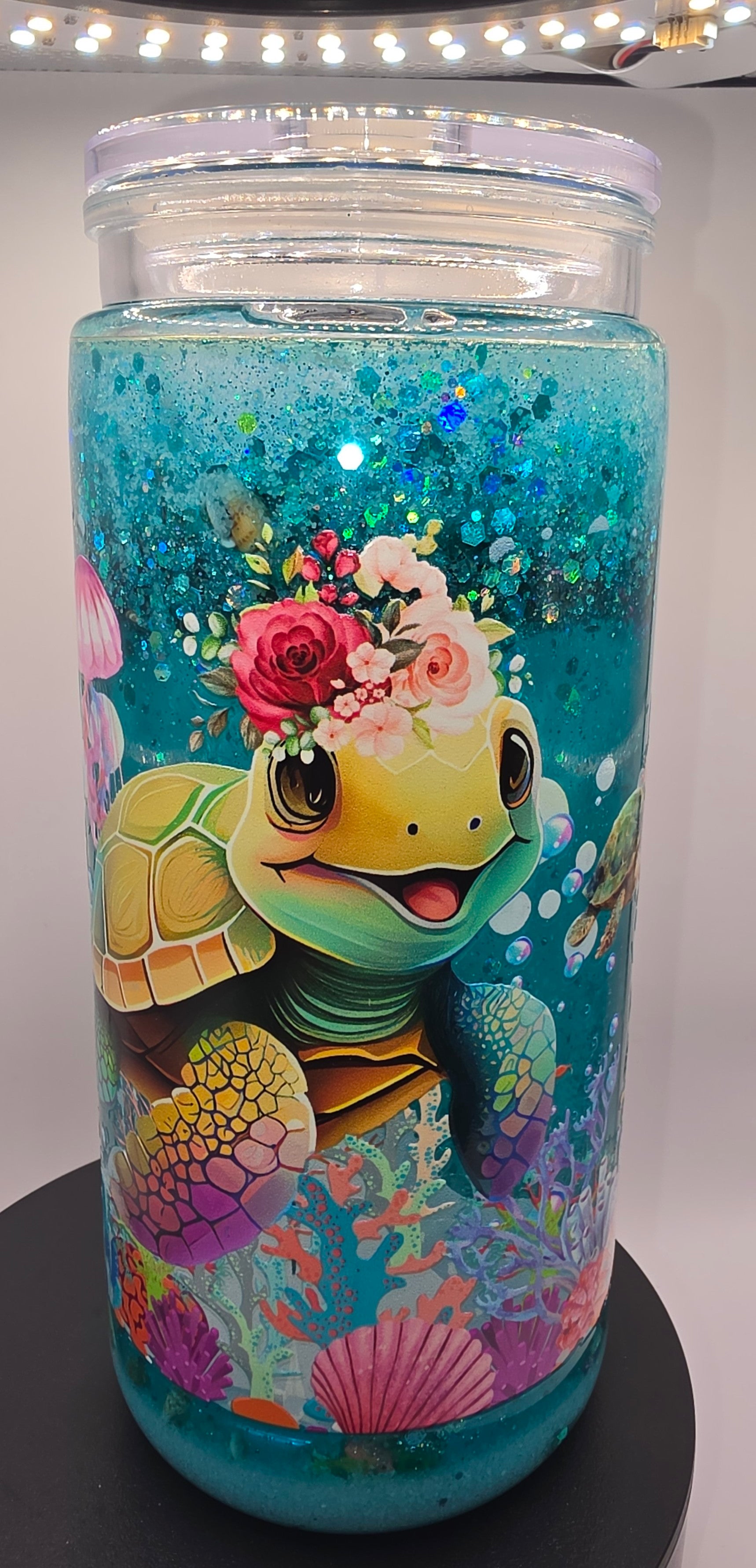 20oz snow globe tumbler turtle