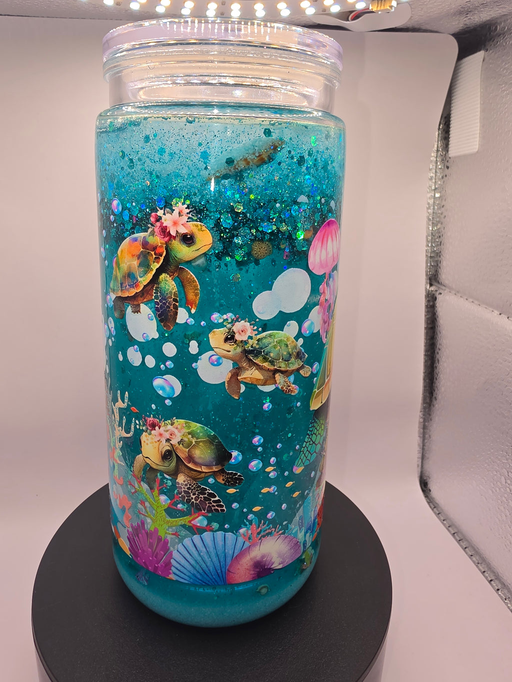20oz snow globe tumbler turtle