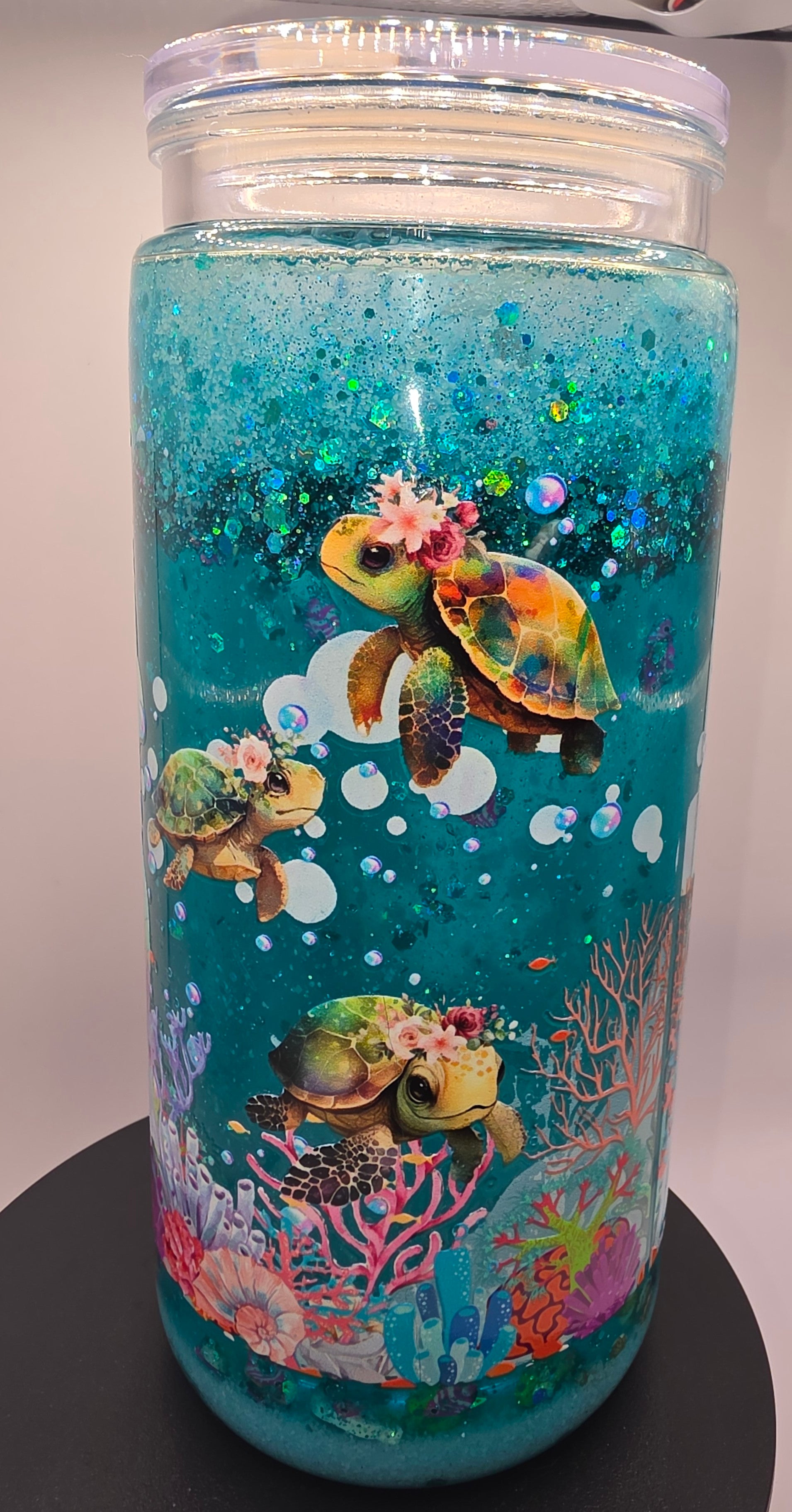 20oz snow globe tumbler turtle