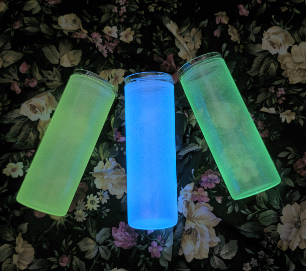 Custom 20oz Glow in the dark glass tumbler