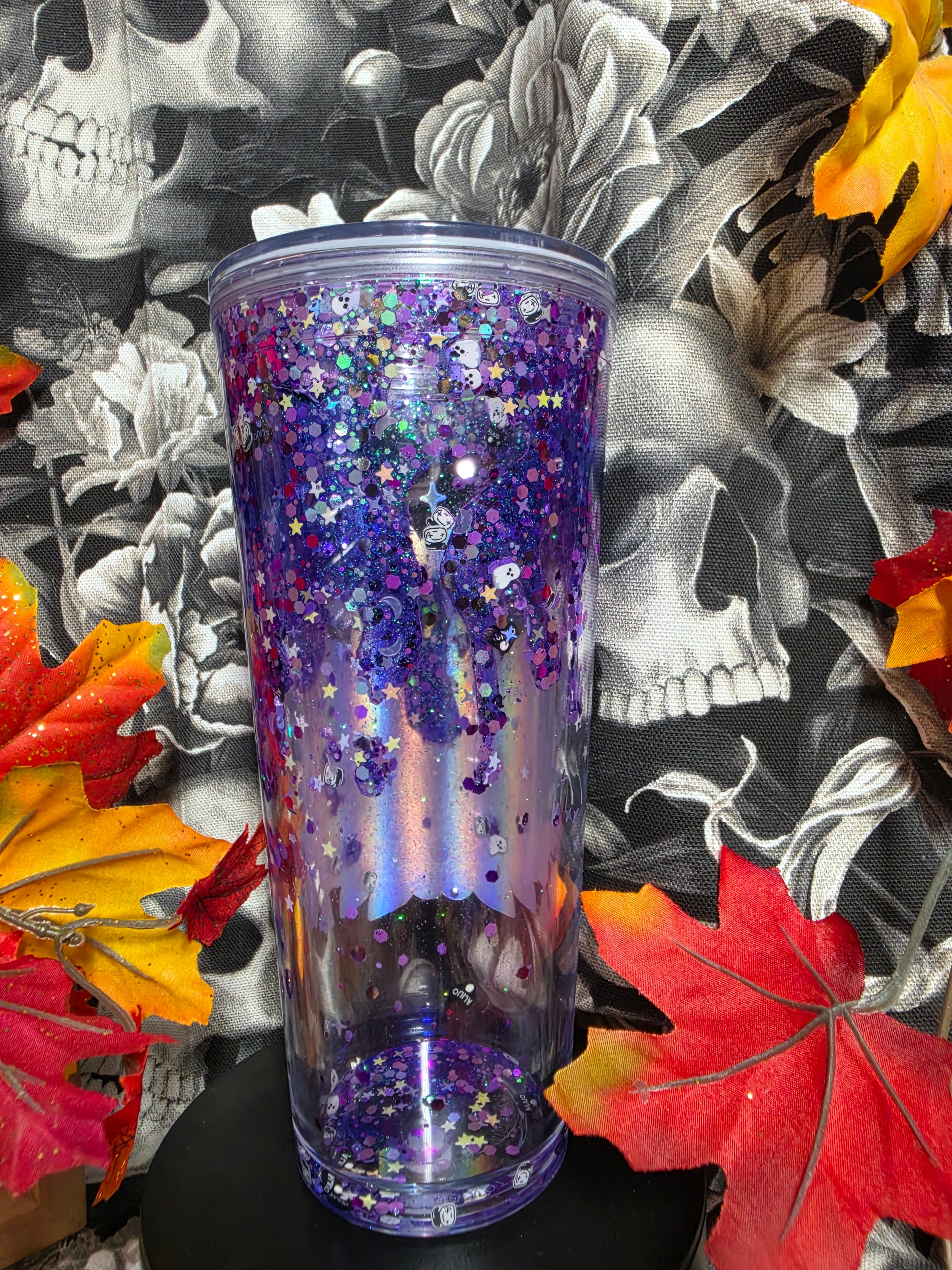 purple ghost 24 oz snow globe tumbler
