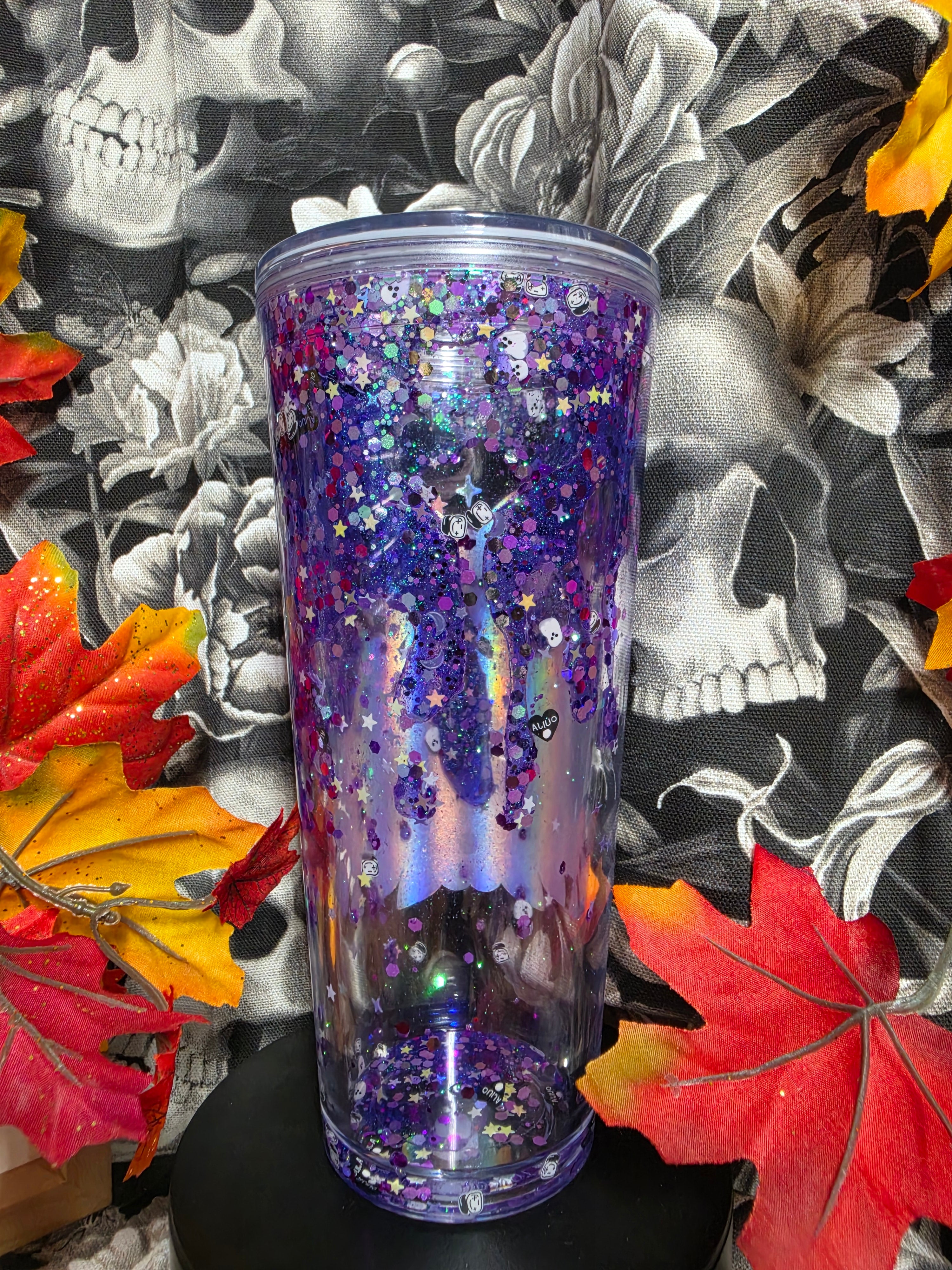 purple ghost 24 oz snow globe tumbler