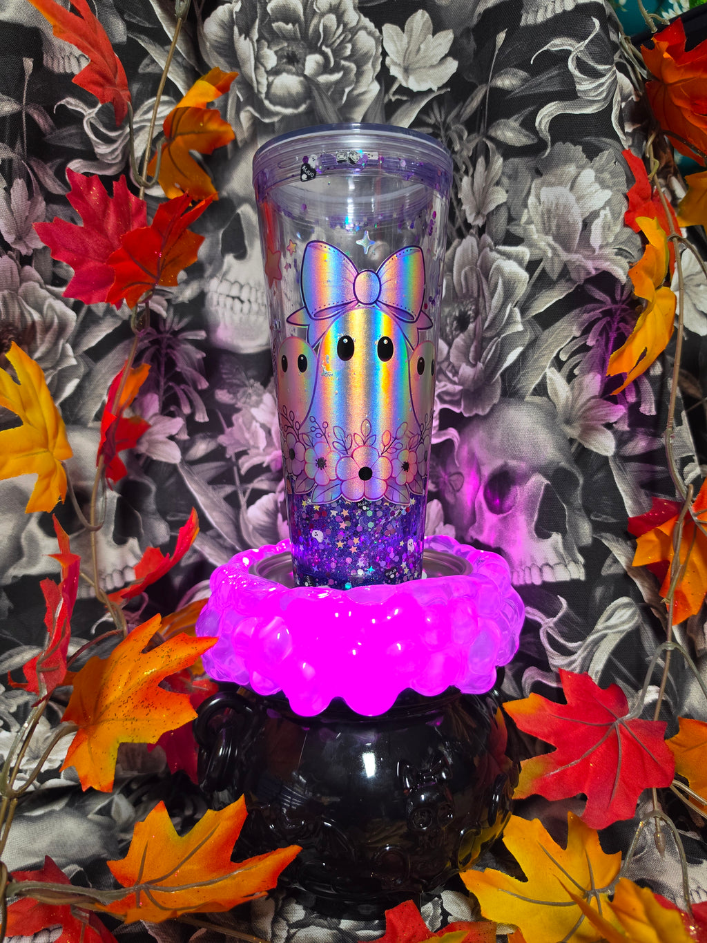 purple ghost 24 oz snow globe tumbler