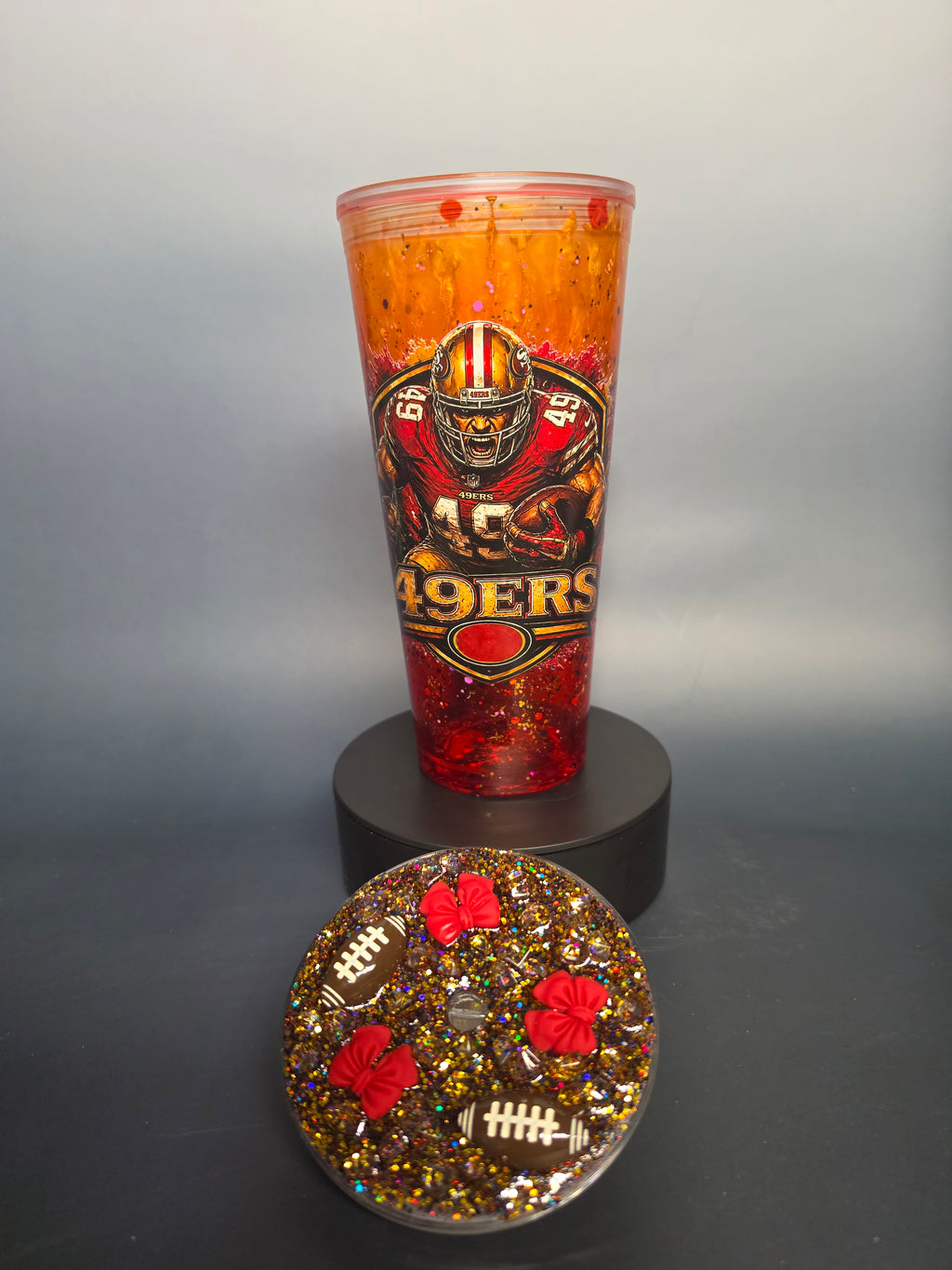 Football team cup 24 oz snow globe tumbler