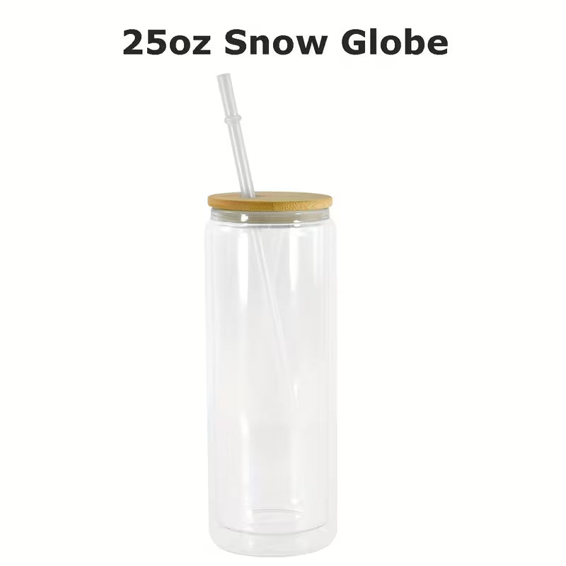 25 oz glass snow globe  tumbler