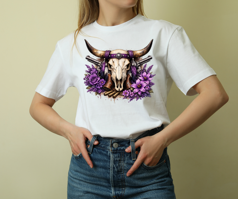 western purple skull shirt