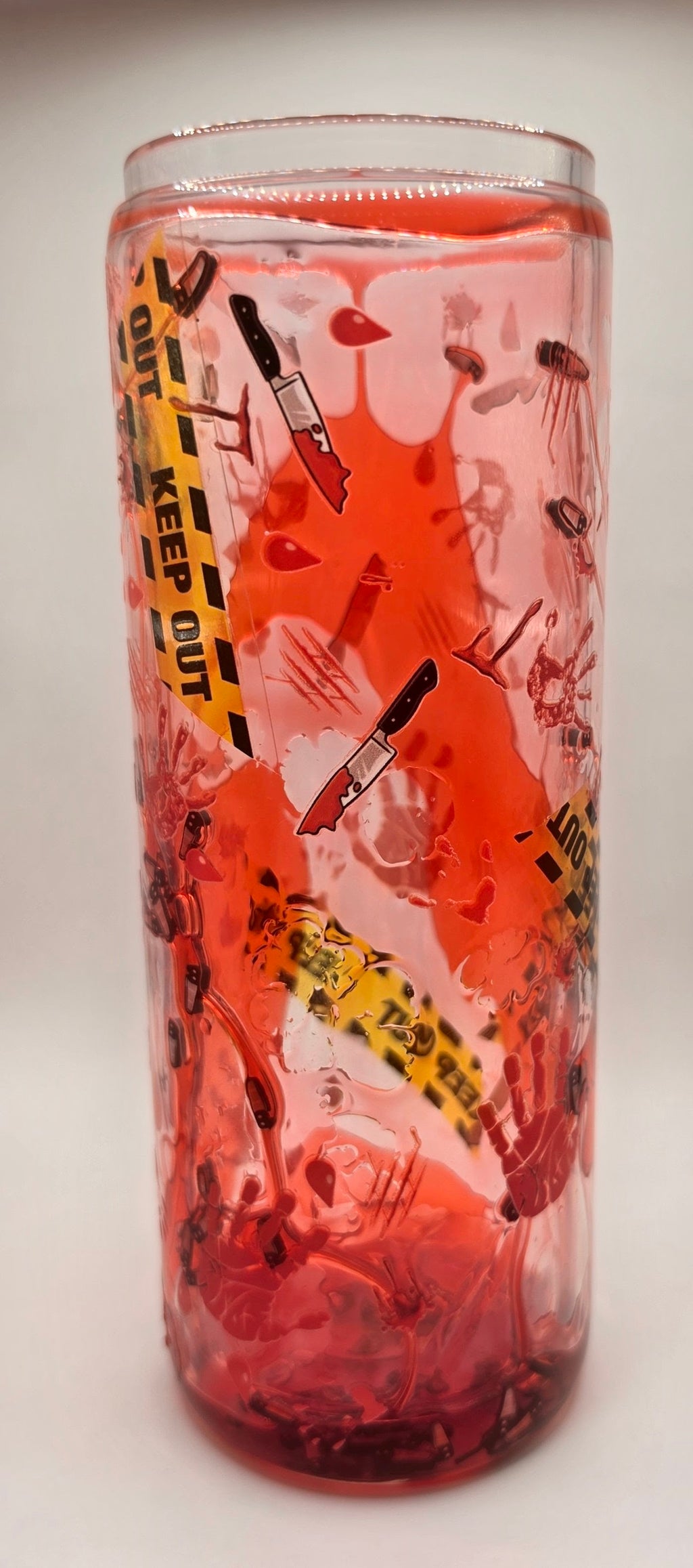Horror bloody hands 25oz glass snowglobe tumbler