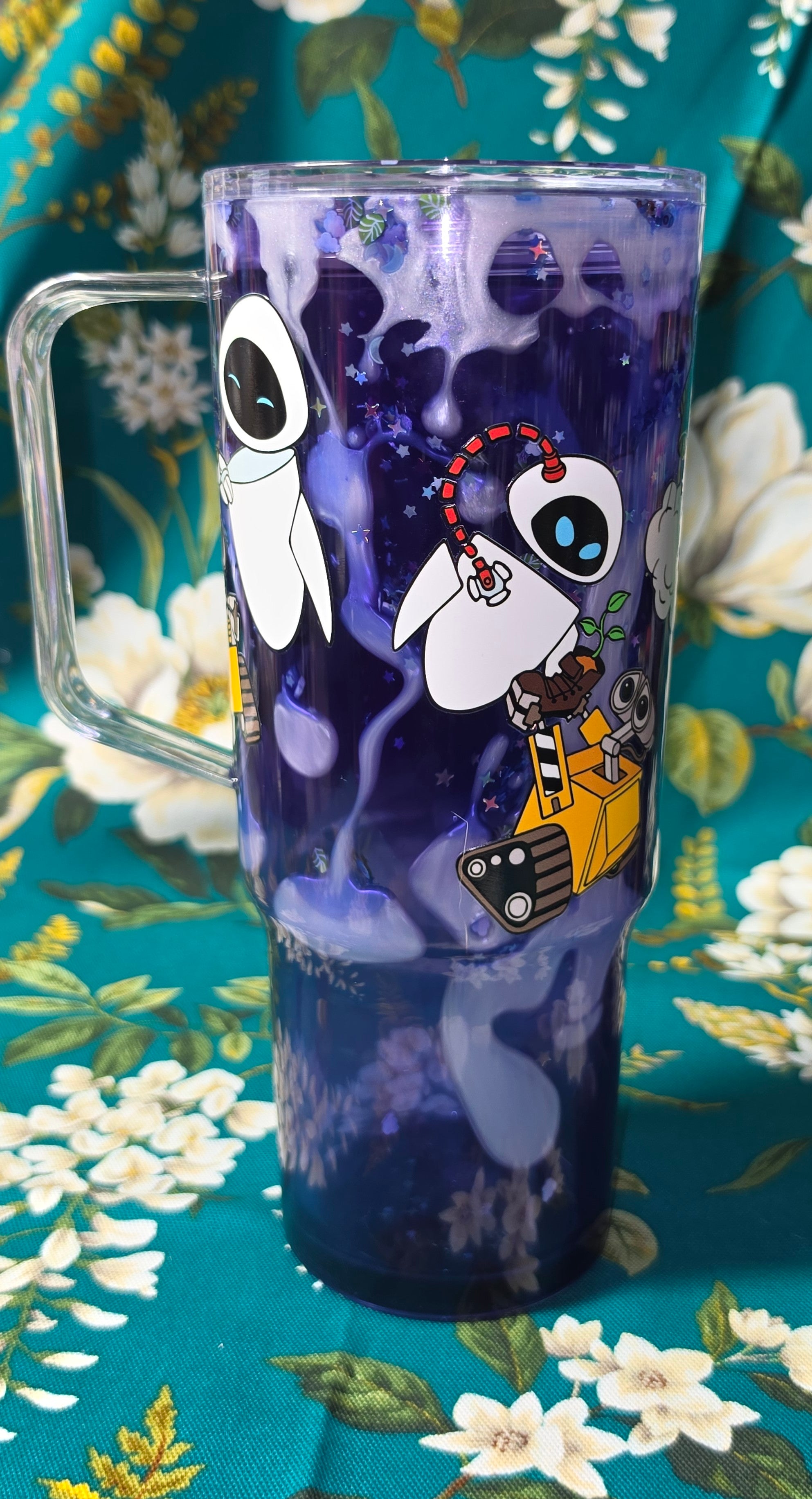 40 oz robots tumbler with glow in the dark