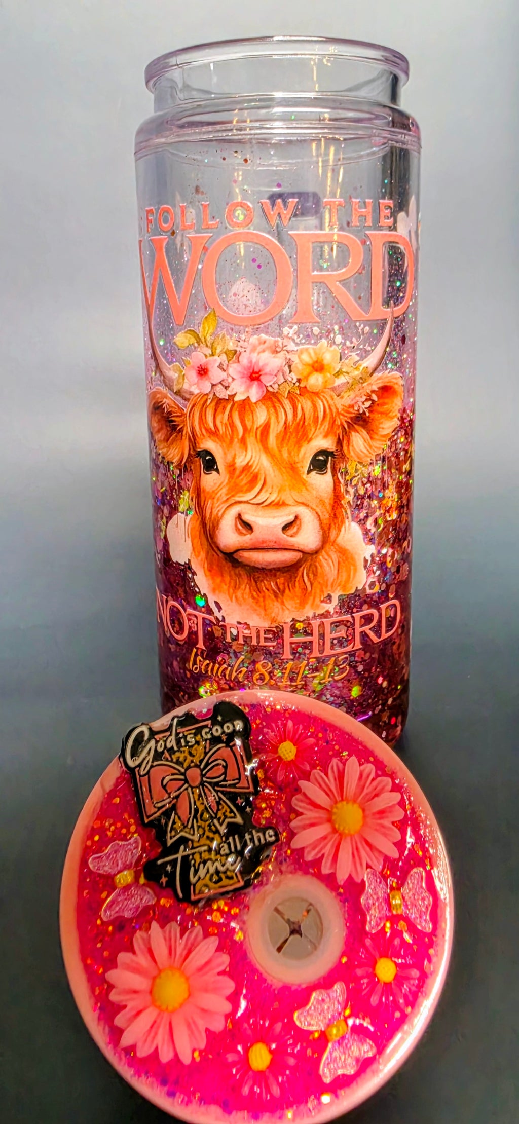 20oz acrylic snowglobe tumbler follow the word not the herd