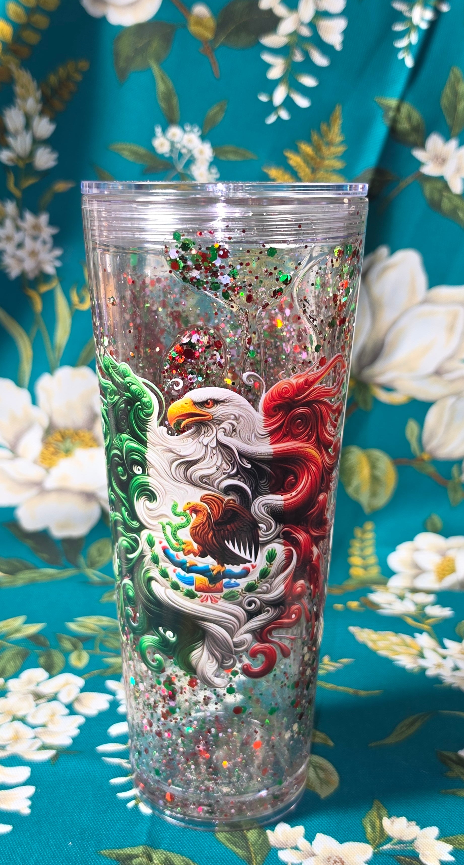 24oz Mexican themed tumbler with flag