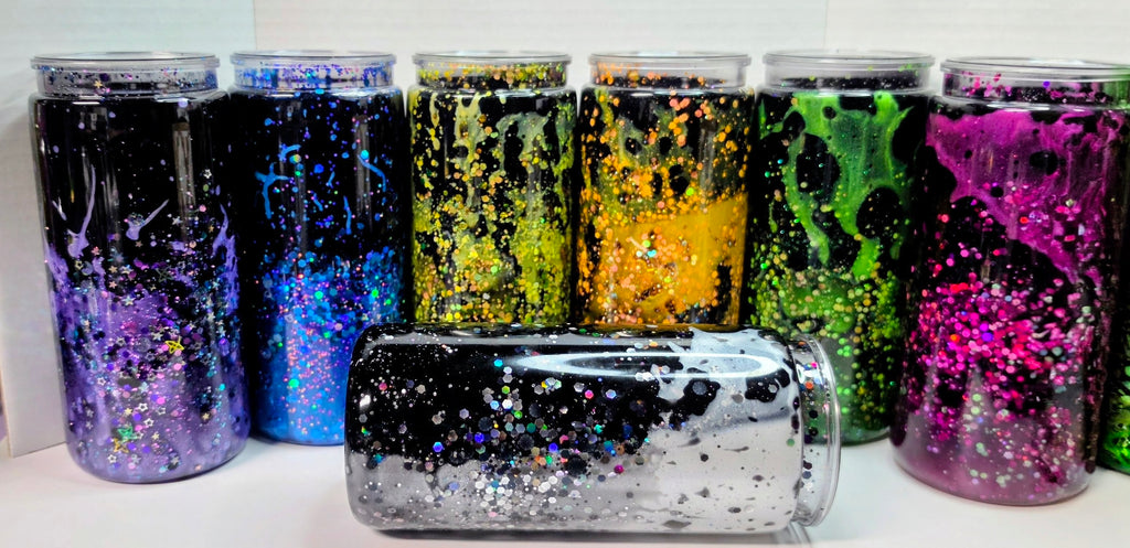 customized black & colored 20oz snow globe tumbler