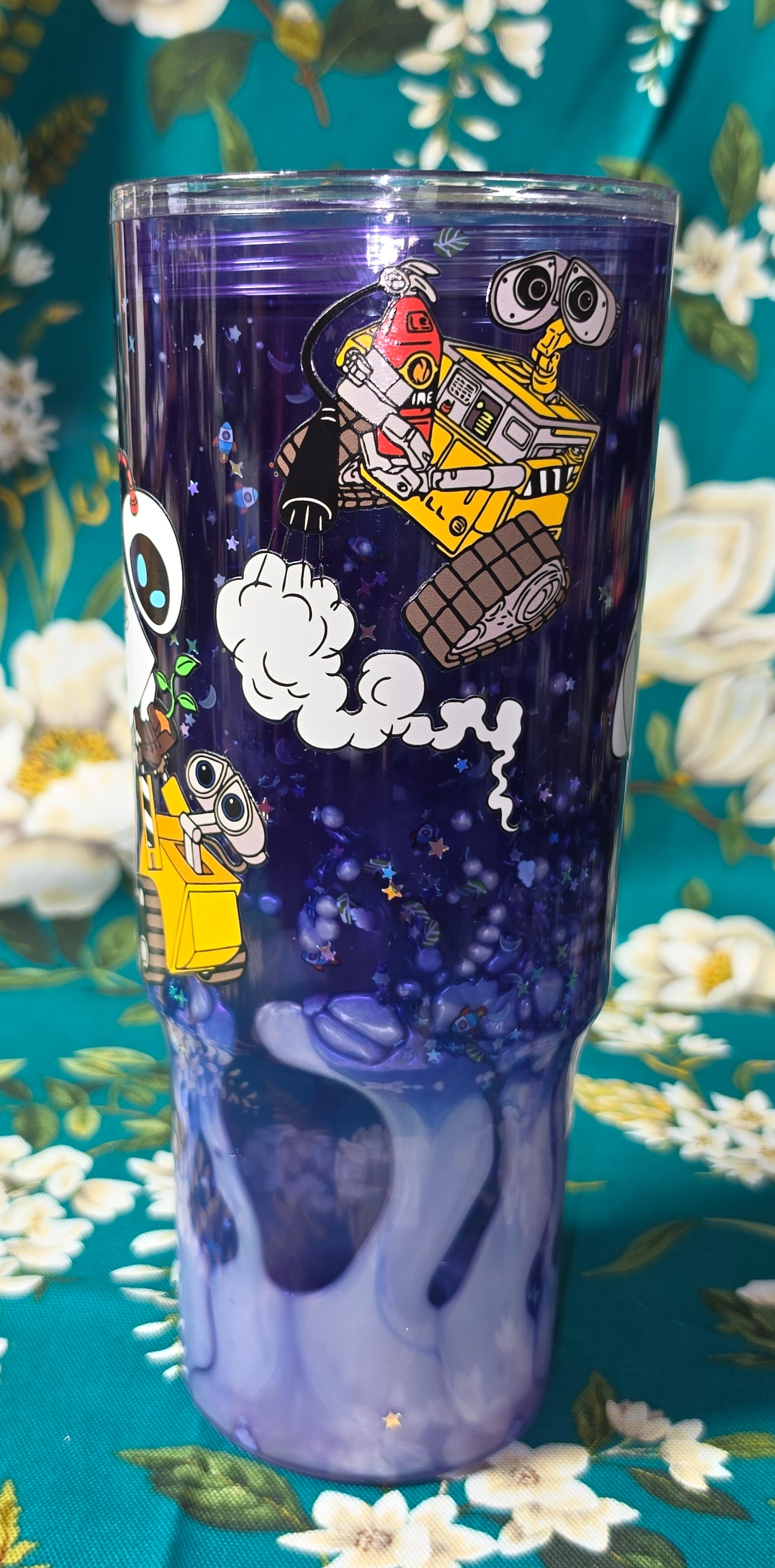 40 oz robots tumbler with glow in the dark
