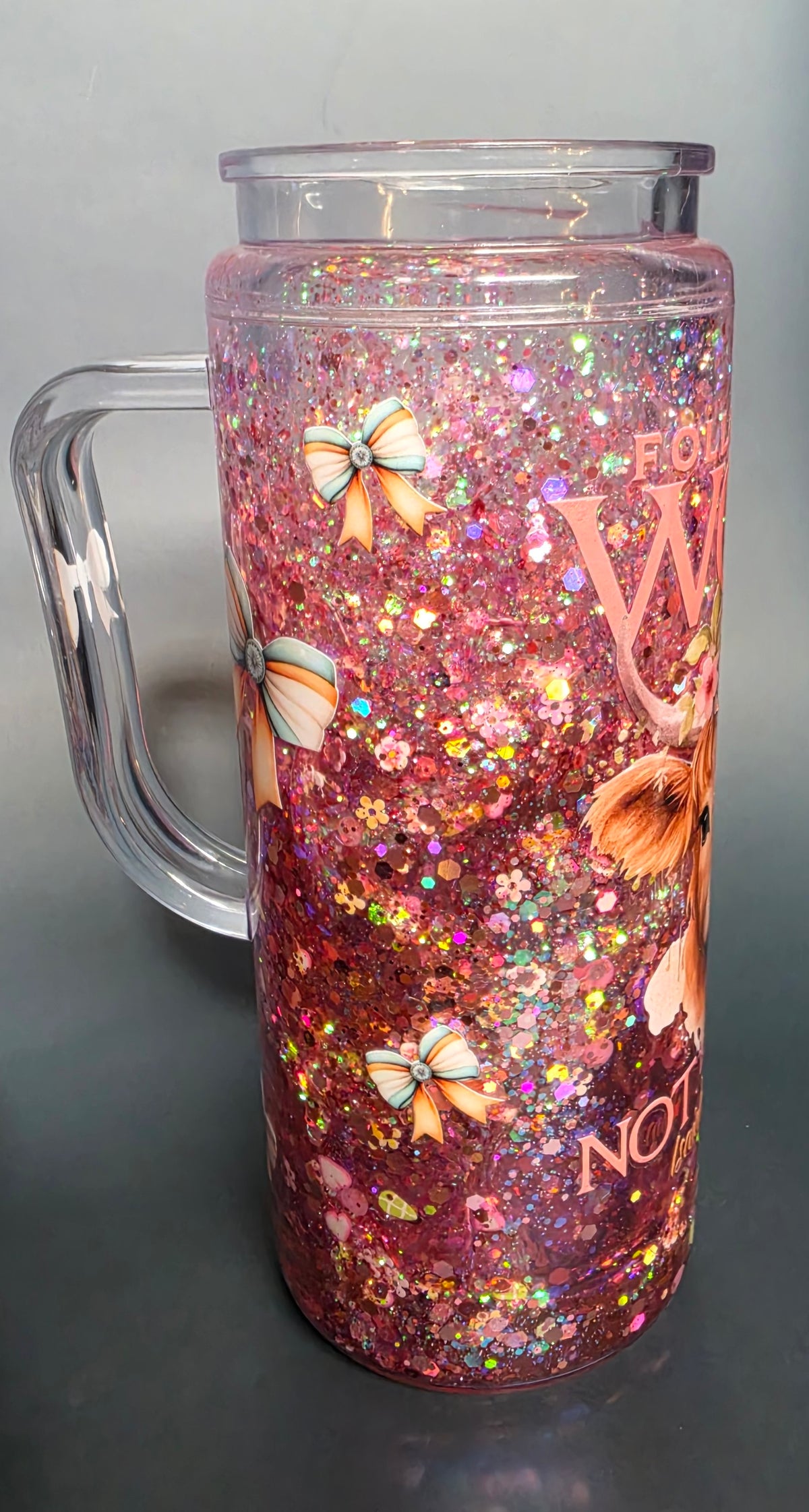 20oz acrylic snowglobe tumbler follow the word not the herd