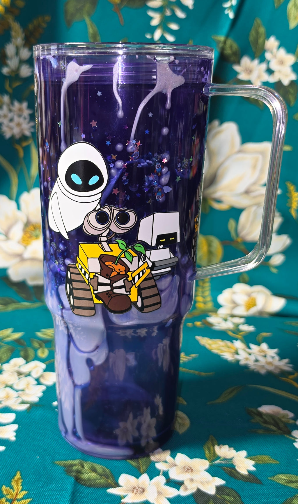 40 oz robots tumbler with glow in the dark