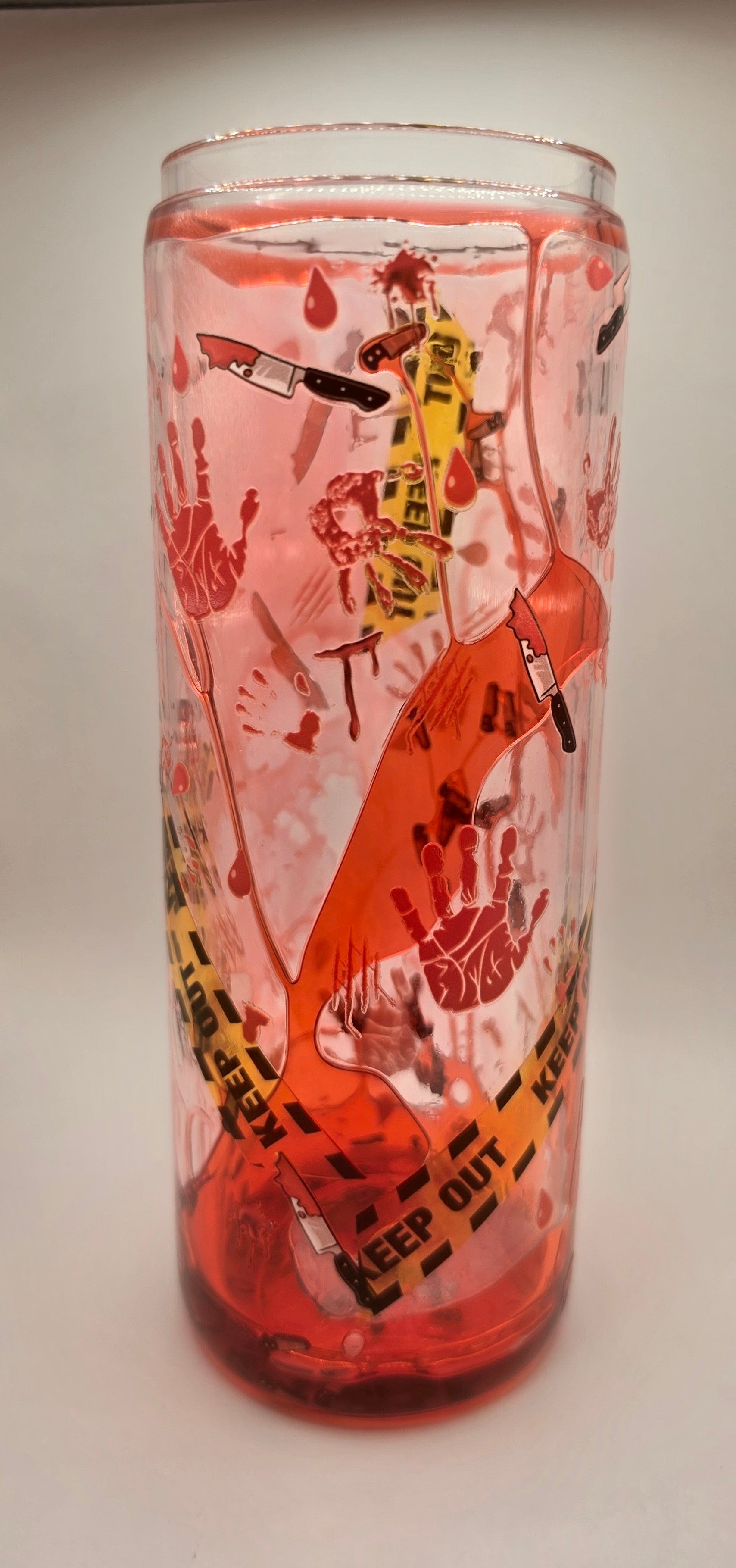 Horror bloody hands 25oz glass snowglobe tumbler