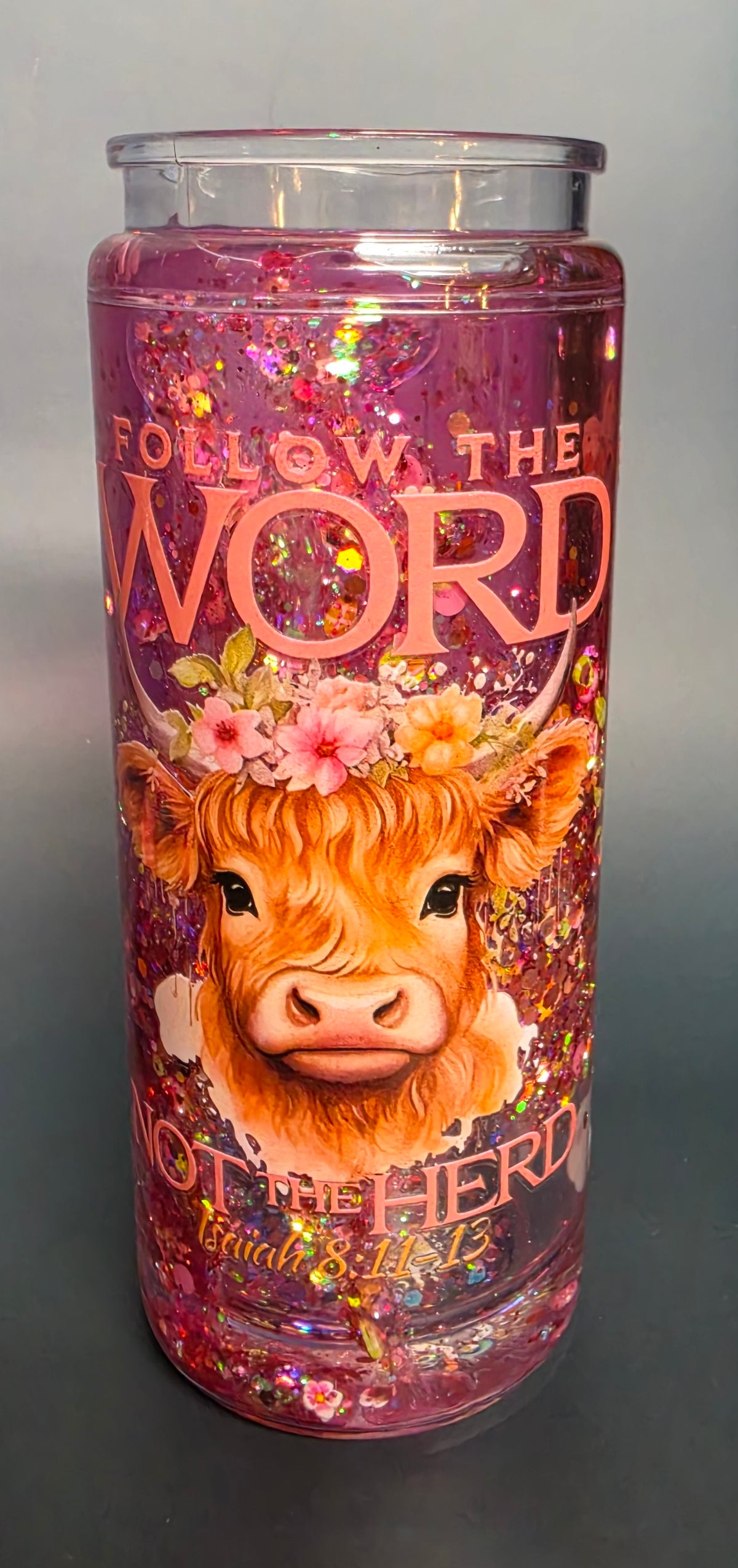 20oz acrylic snowglobe tumbler follow the word not the herd