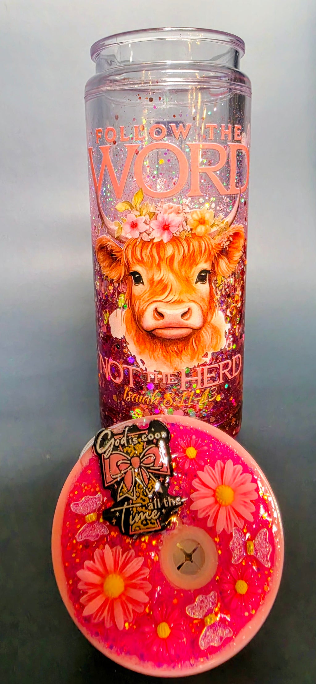 20oz acrylic snowglobe tumbler follow the word not the herd